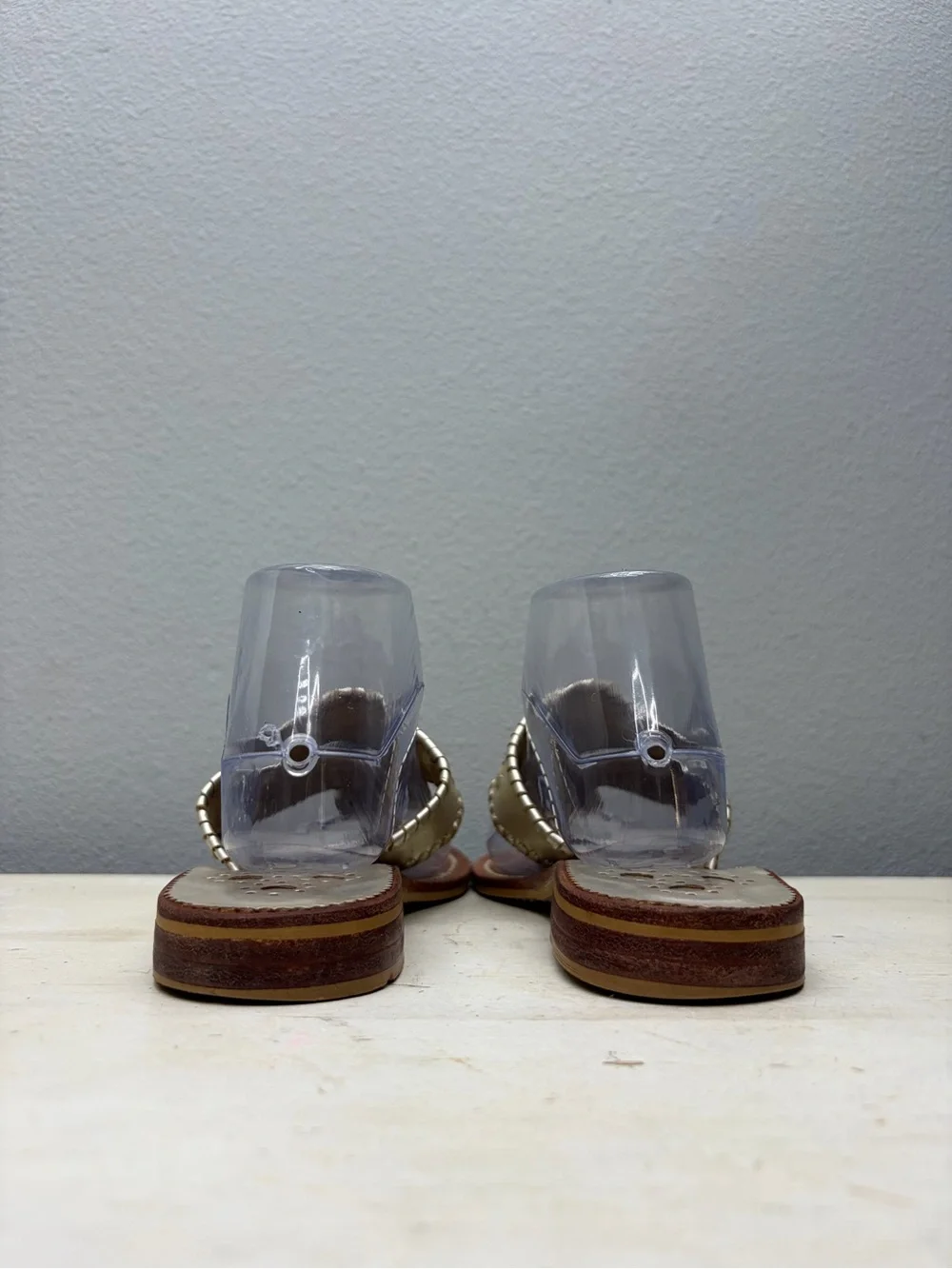 Jack Rogers Silver Leather Navajo Thong Sandals Size 8